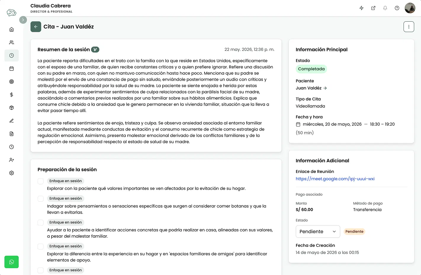 Notas de sesión