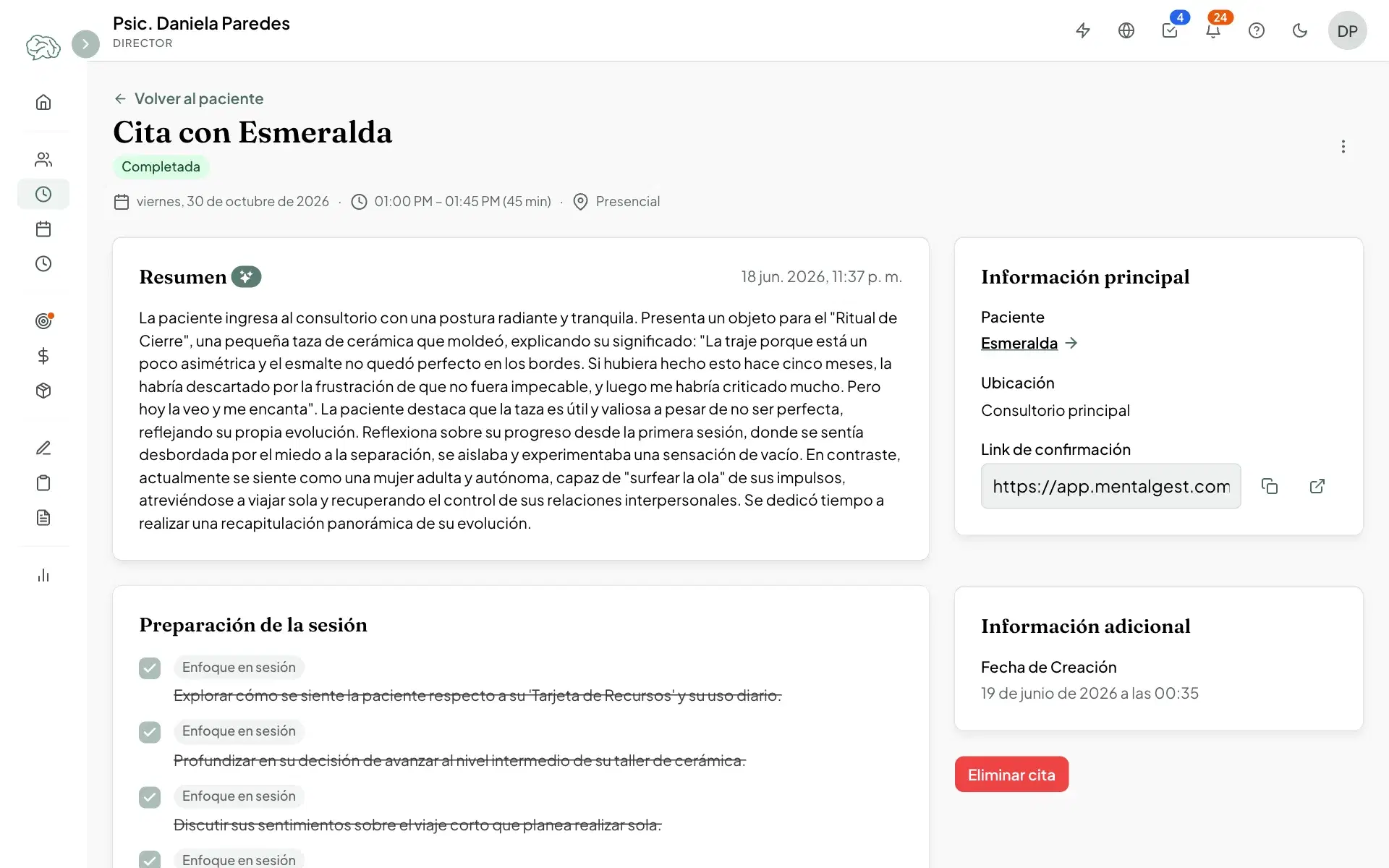 Notas de sesión