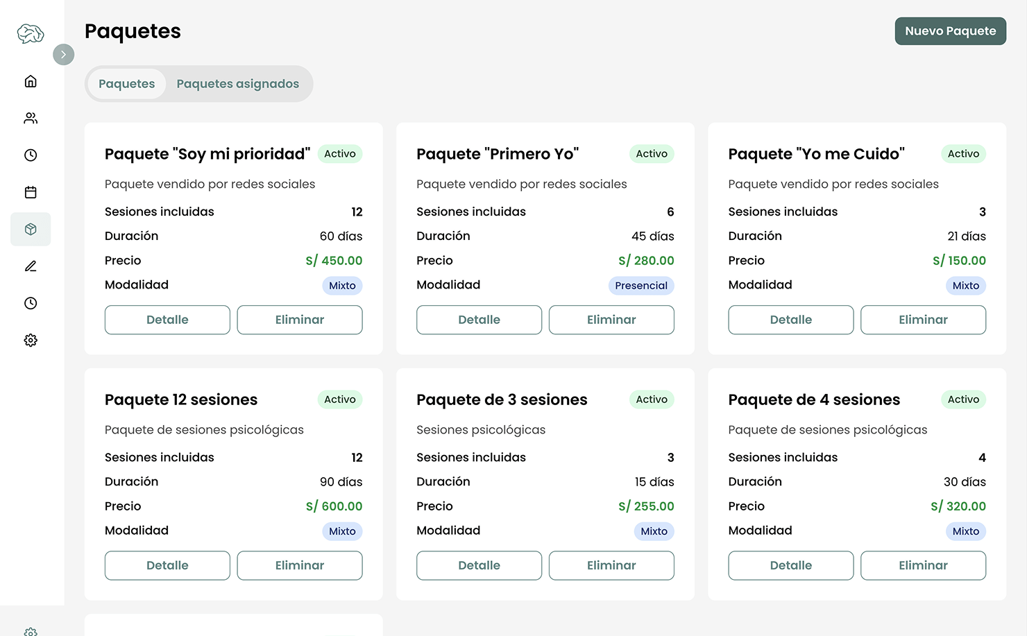 Paquetes de sesiones